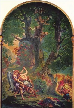 ウジェーヌ・ドラクロワ Painting - ジェイコブの天使との戦い 1861年 ユージン・ドラクロワ